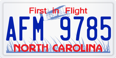 NC license plate AFM9785