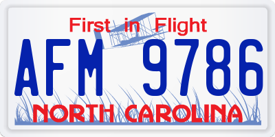 NC license plate AFM9786