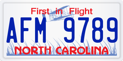 NC license plate AFM9789
