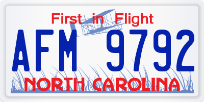NC license plate AFM9792