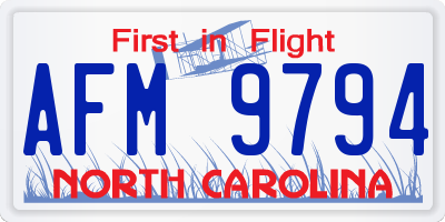 NC license plate AFM9794
