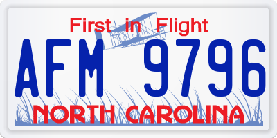NC license plate AFM9796
