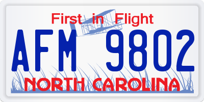 NC license plate AFM9802