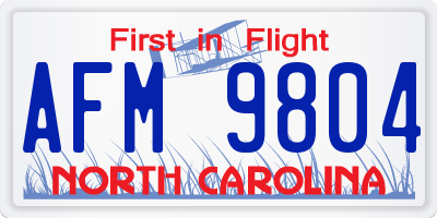 NC license plate AFM9804