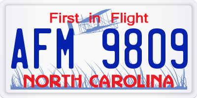 NC license plate AFM9809