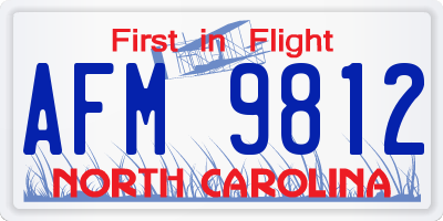 NC license plate AFM9812