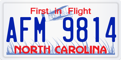 NC license plate AFM9814