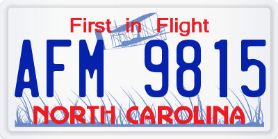 NC license plate AFM9815