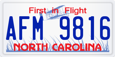 NC license plate AFM9816