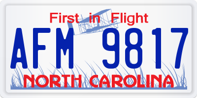 NC license plate AFM9817