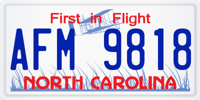 NC license plate AFM9818