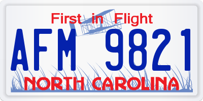 NC license plate AFM9821