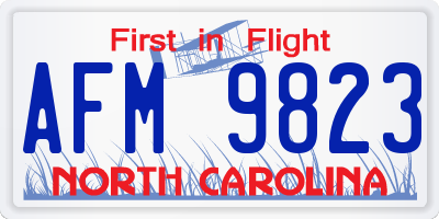 NC license plate AFM9823