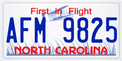 NC license plate AFM9825
