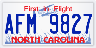NC license plate AFM9827