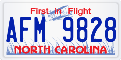 NC license plate AFM9828