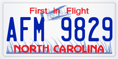 NC license plate AFM9829