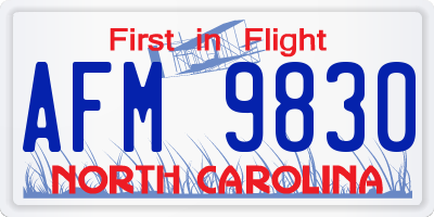 NC license plate AFM9830