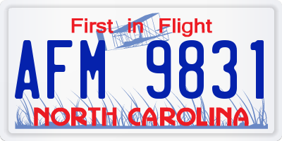 NC license plate AFM9831