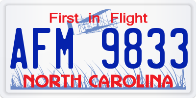 NC license plate AFM9833