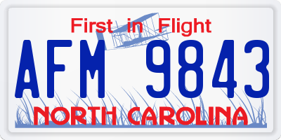 NC license plate AFM9843