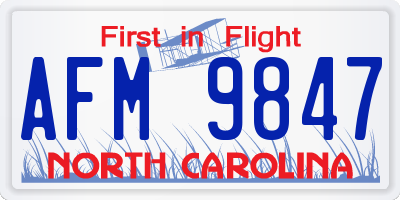 NC license plate AFM9847