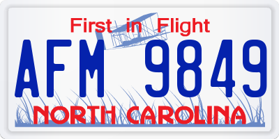 NC license plate AFM9849