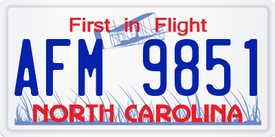 NC license plate AFM9851