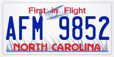 NC license plate AFM9852