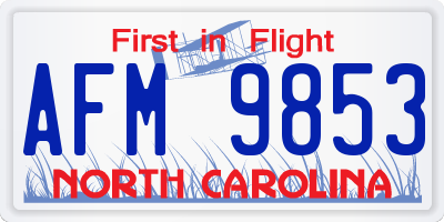 NC license plate AFM9853