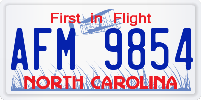 NC license plate AFM9854