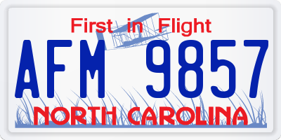 NC license plate AFM9857