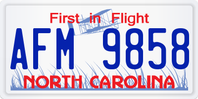 NC license plate AFM9858