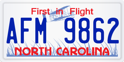 NC license plate AFM9862