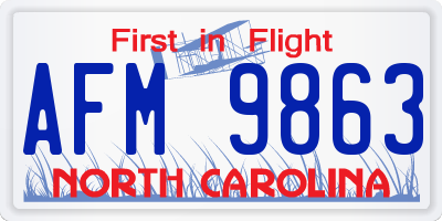 NC license plate AFM9863