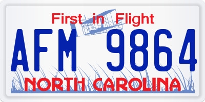 NC license plate AFM9864