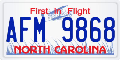 NC license plate AFM9868