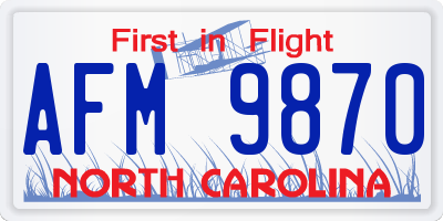 NC license plate AFM9870