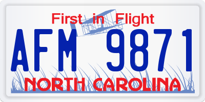 NC license plate AFM9871