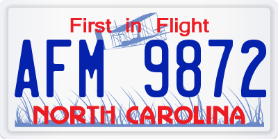 NC license plate AFM9872