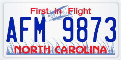 NC license plate AFM9873