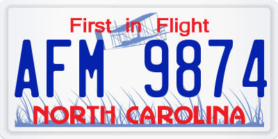 NC license plate AFM9874