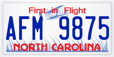 NC license plate AFM9875