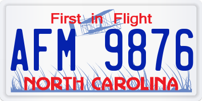 NC license plate AFM9876