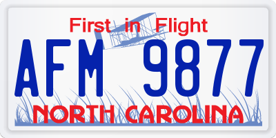 NC license plate AFM9877