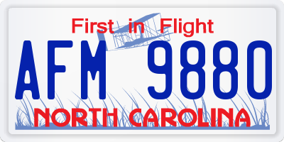 NC license plate AFM9880