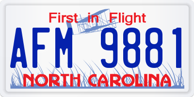 NC license plate AFM9881