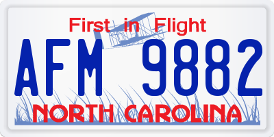 NC license plate AFM9882