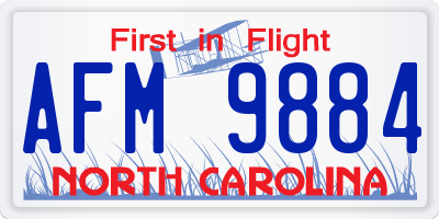 NC license plate AFM9884
