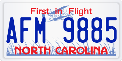 NC license plate AFM9885